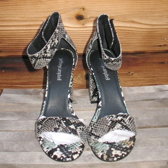 Jeffrey Campbell Snake Print Block Heel Sandals - Picture 3 of 8